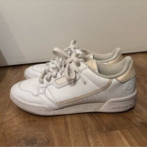 adidas White & Cream Low-Top Leather Sneakers